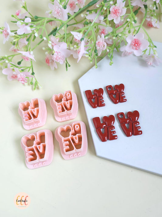Emporte-pièces 3D LOVE pour la fabrication de bijoux en argile polymère, créoles interchangeables, pampilles