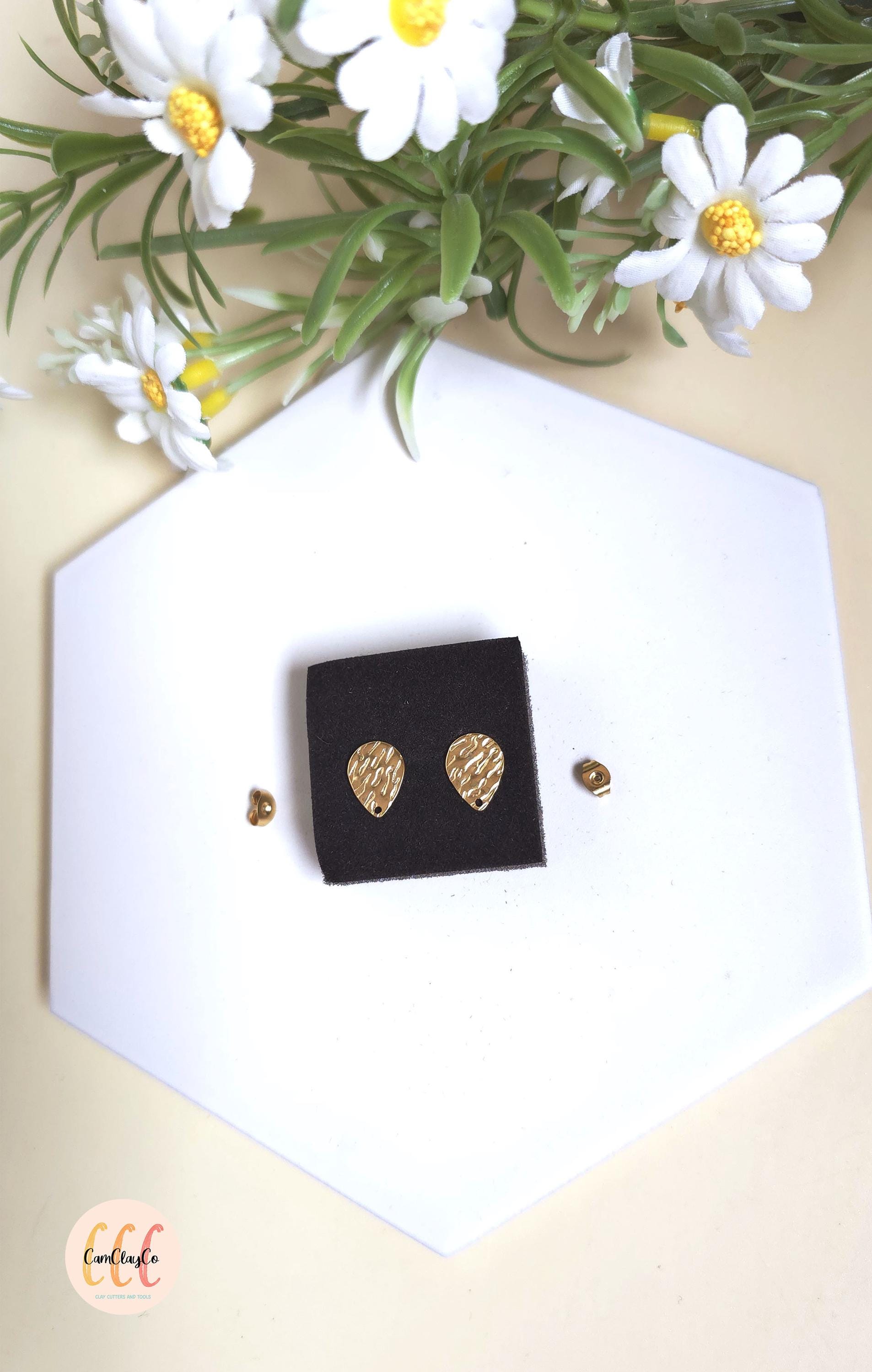 Boucles d'oreilles gouttes texturées en acier inoxydable pour la fabrication de bijoux, doré et argenté - 2 pièces