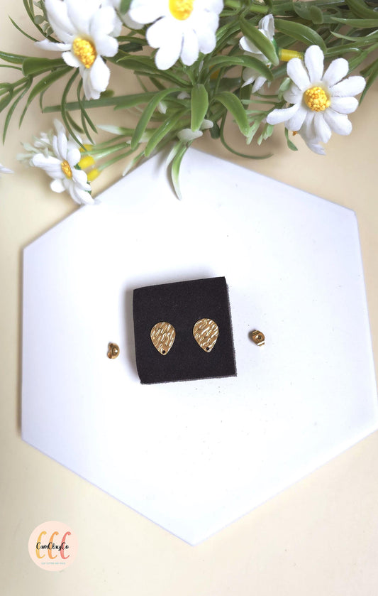 Boucles d'oreilles gouttes texturées en acier inoxydable pour la fabrication de bijoux, doré et argenté - 2 pièces