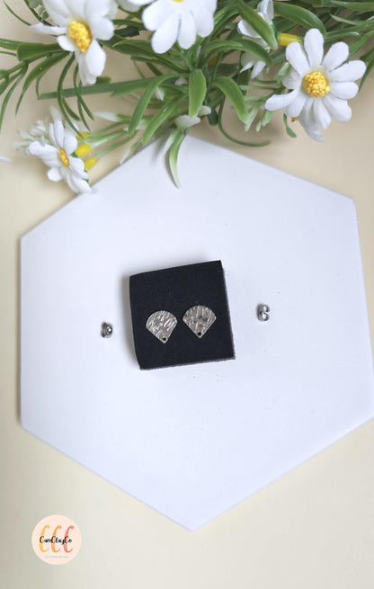 Boucles d'oreilles forme éventails texturés en acier inoxydable pour la fabrication de bijoux, doré et argenté - 2 pièces