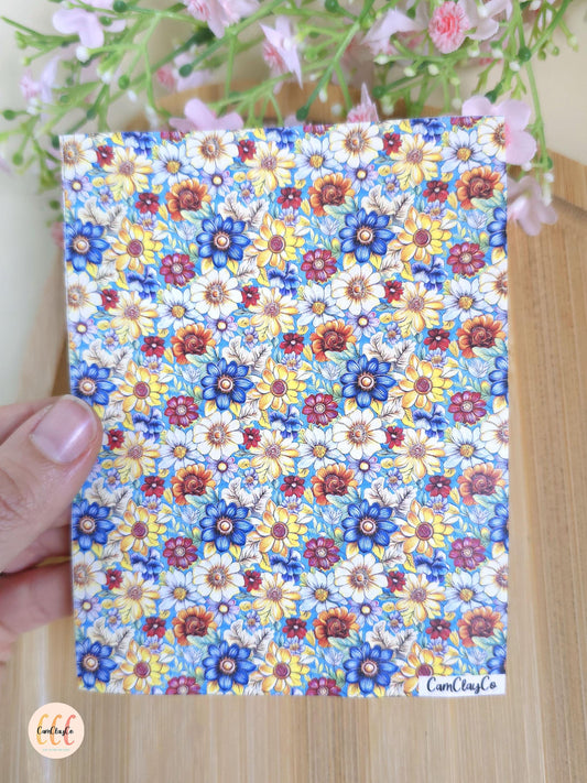 Feuille de transfert soluble à l'eau - Colorful flowers 01