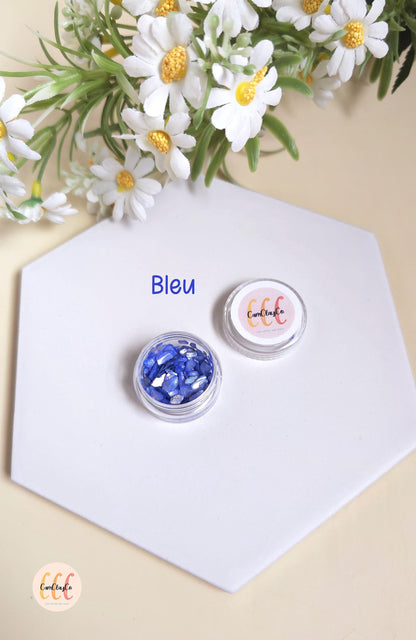 Éclats de coquillage, différentes couleurs, pour la création de bijoux en argile polymère