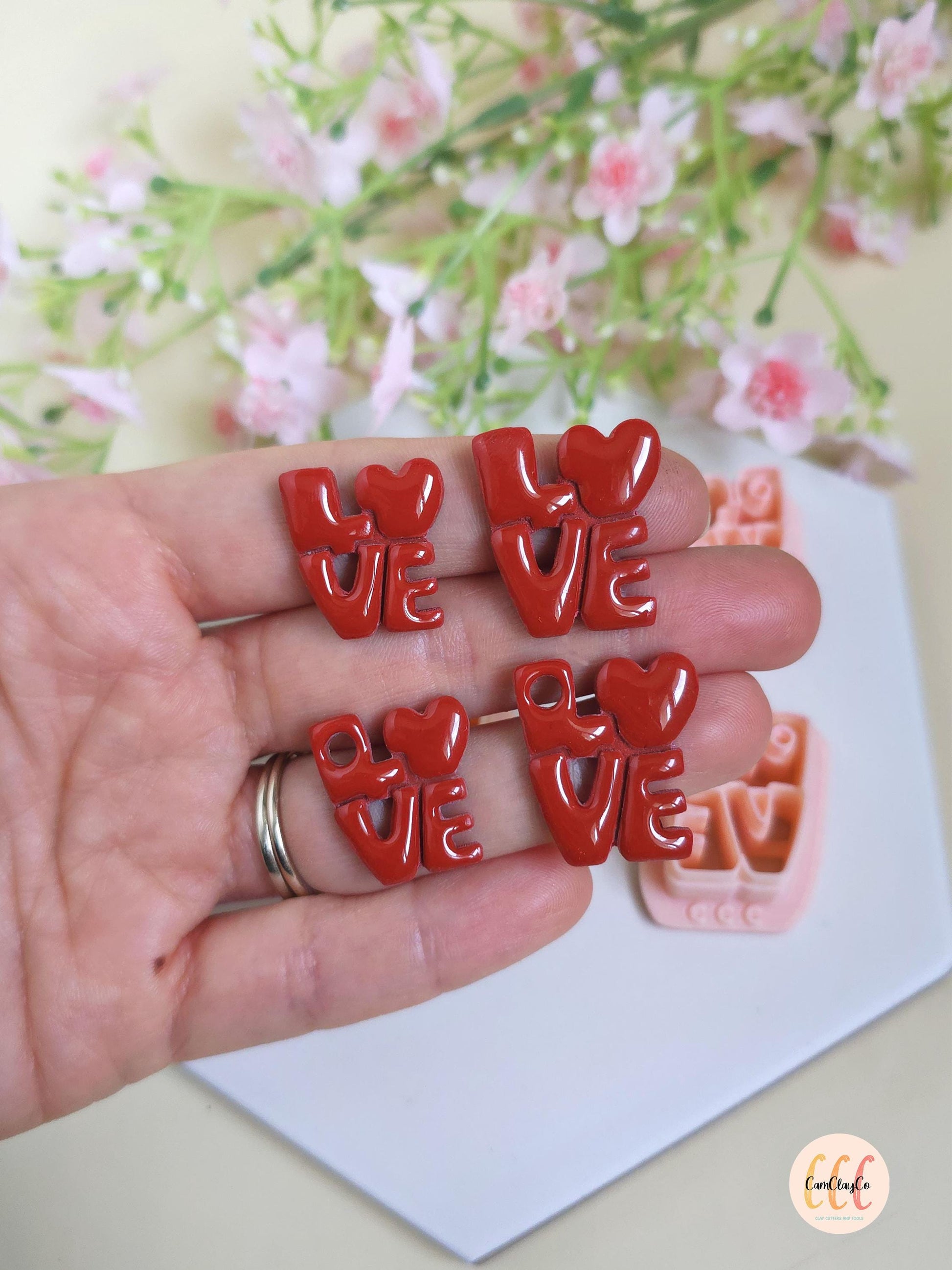 Emporte-pièces 3D LOVE pour la fabrication de bijoux en argile polymère, créoles interchangeables, pampilles