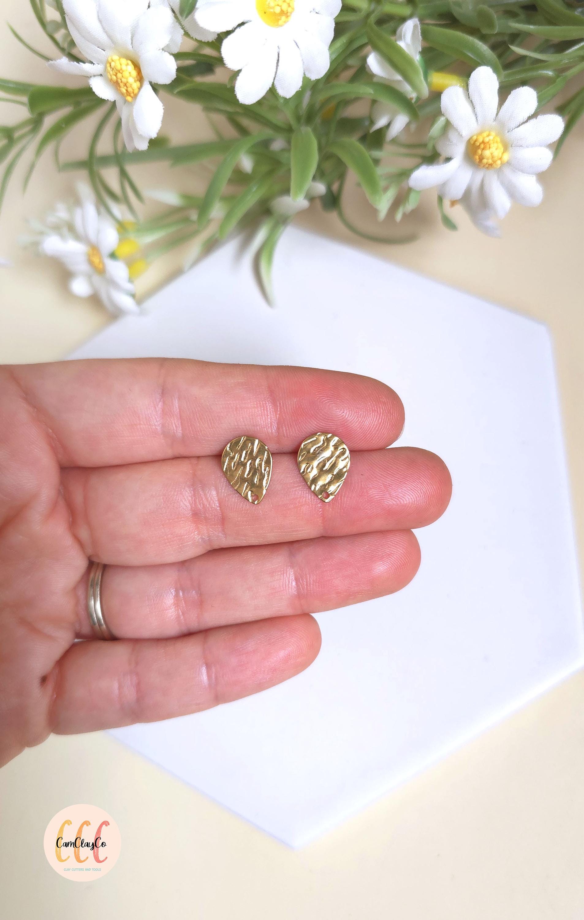 Boucles d'oreilles gouttes texturées en acier inoxydable pour la fabrication de bijoux, doré et argenté - 2 pièces