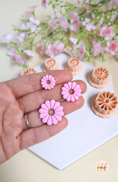 Emporte-pièces 3D pâquerettes 12 pétales pour la fabrication de bijoux en argile polymère, créoles interchangeables