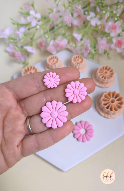 Emporte-pièces 3D pâquerettes 12 pétales pour la fabrication de bijoux en argile polymère, créoles interchangeables
