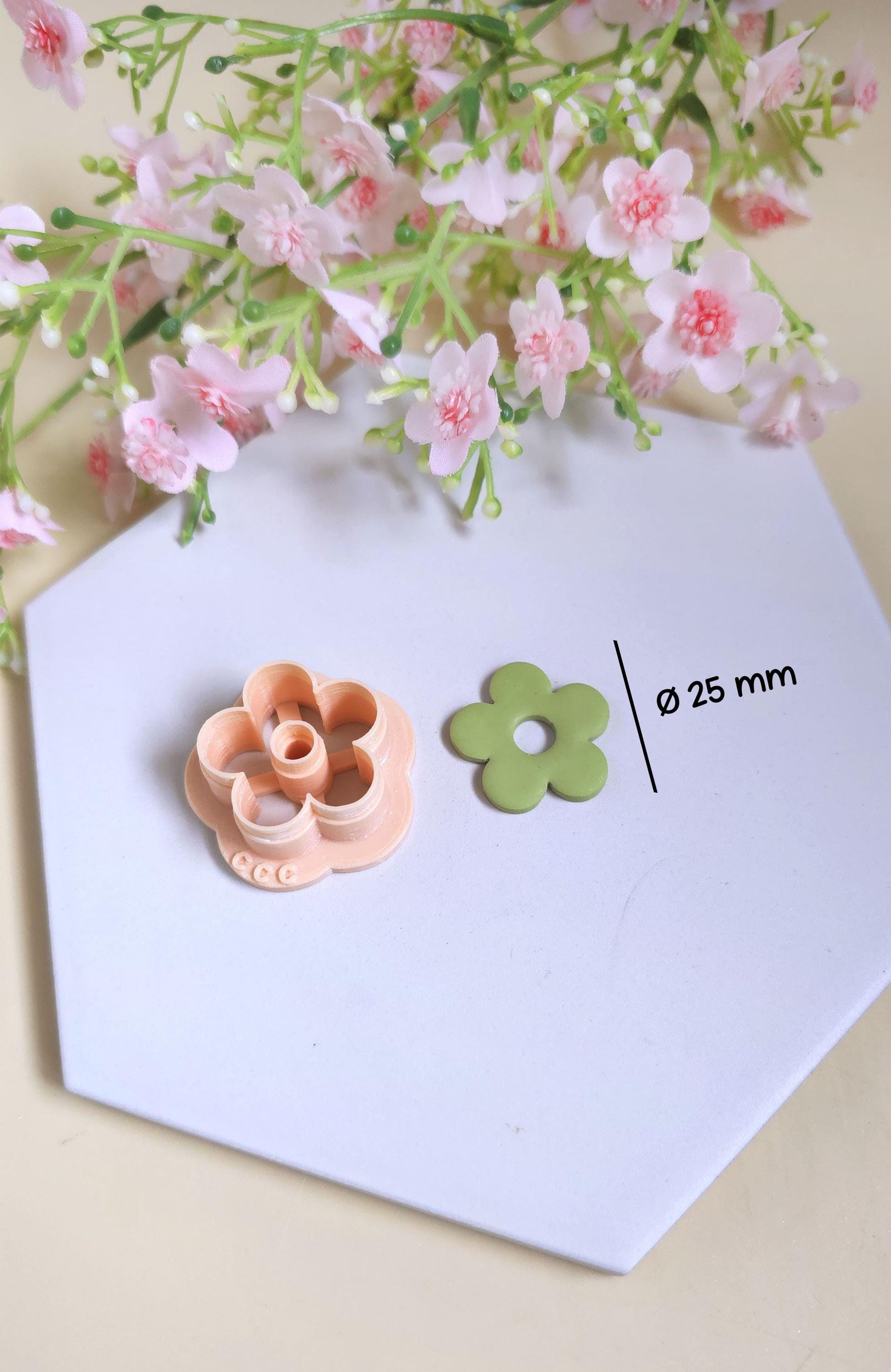 Emporte-pièces en forme de fleurs donuts 5 pétales 25mm pour la fabrication de bijoux en argile polymère, pampilles créoles interchangeables
