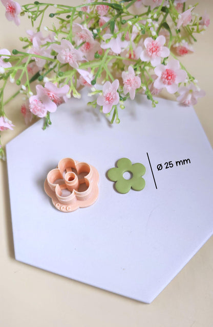 Emporte-pièces en forme de fleurs donuts 5 pétales 25mm pour la fabrication de bijoux en argile polymère, pampilles créoles interchangeables