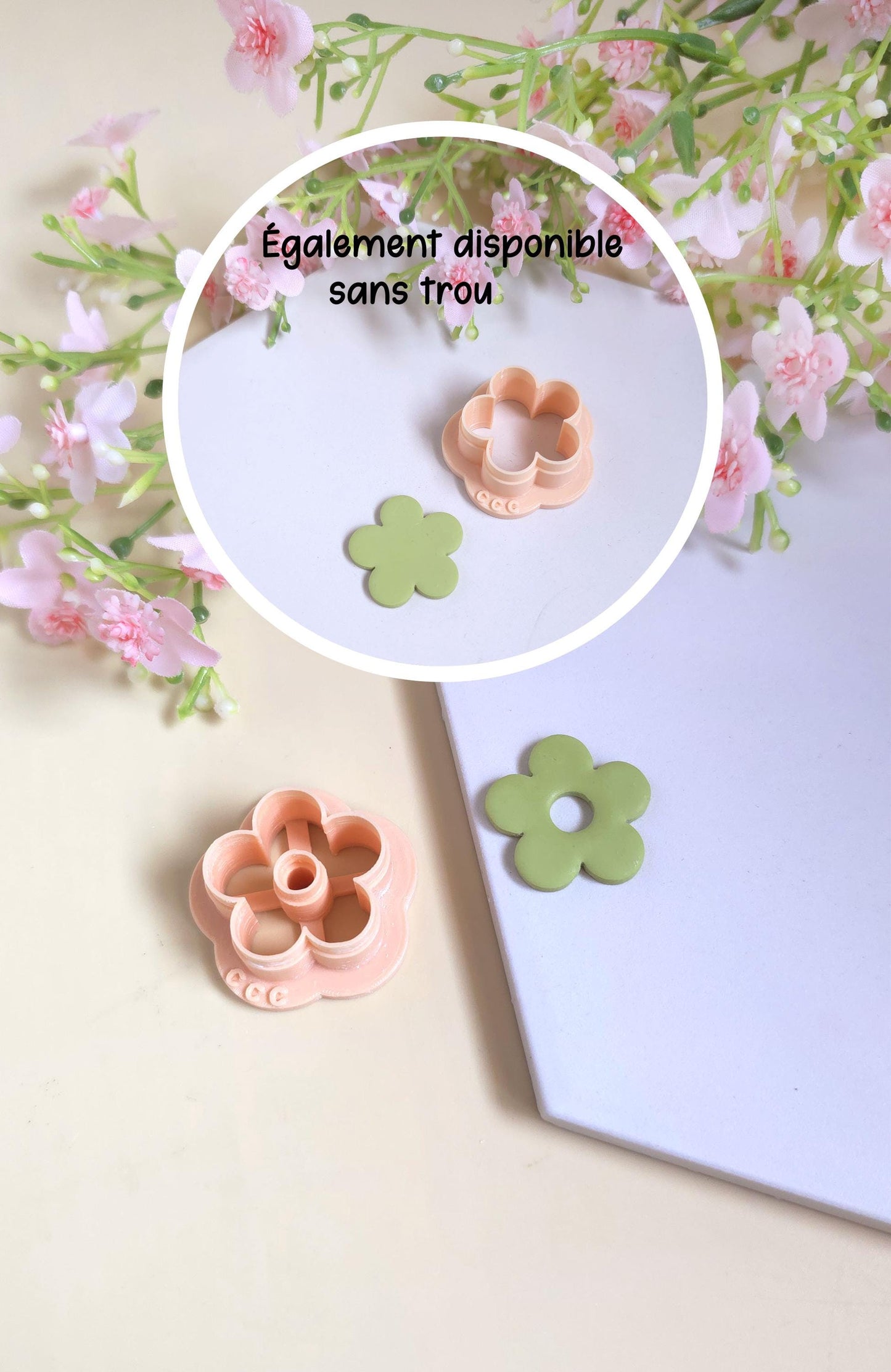 Emporte-pièces en forme de fleurs donuts 5 pétales 25mm pour la fabrication de bijoux en argile polymère, pampilles créoles interchangeables
