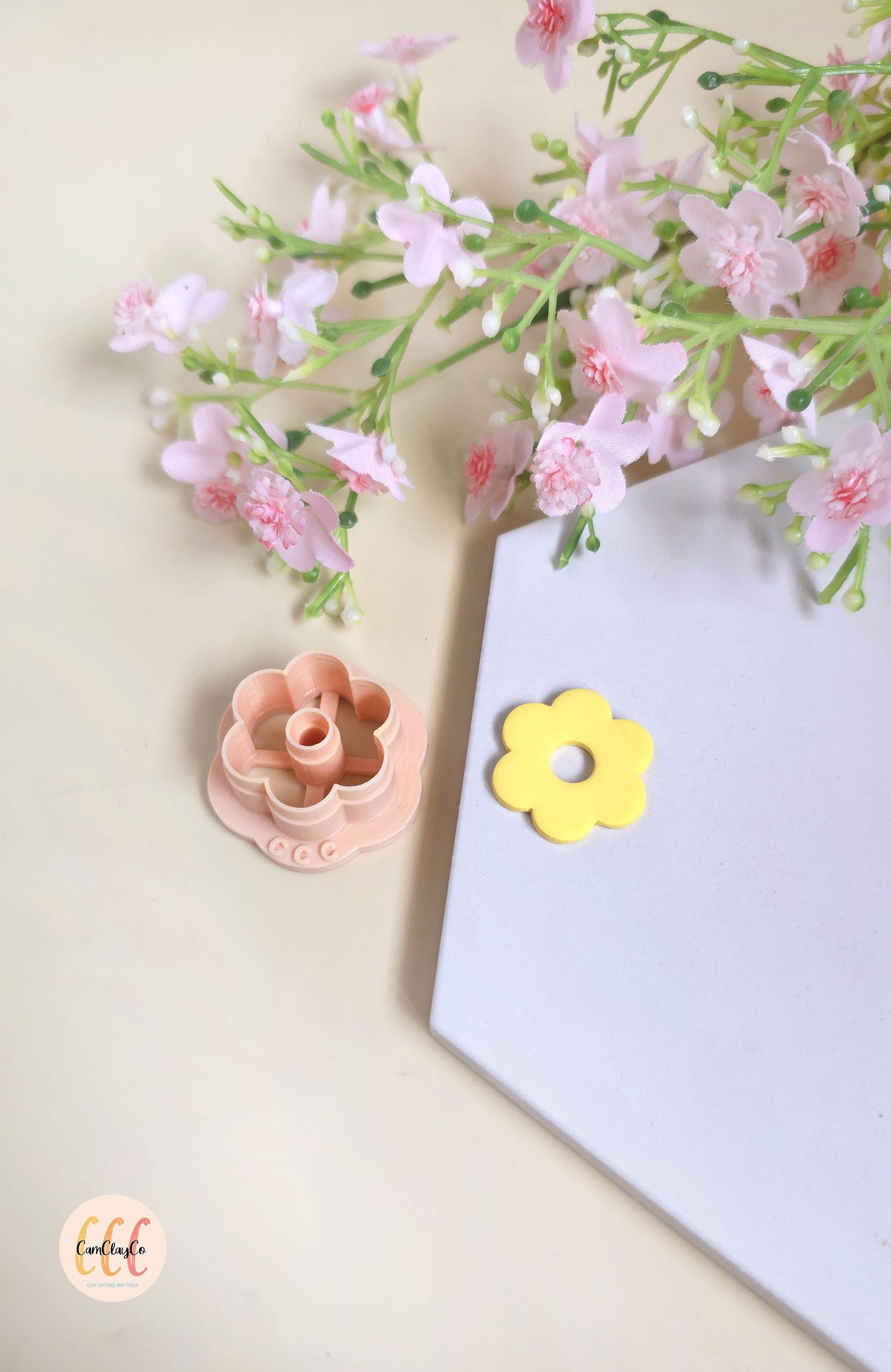 Emporte-pièces en forme de fleurs donuts 6 pétales 25mm pour la fabrication de bijoux en argile polymère, pampilles créoles interchangeables