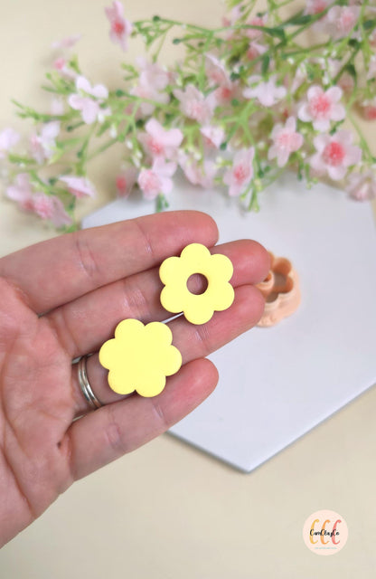 Emporte-pièces en forme de fleurs donuts 6 pétales 25mm pour la fabrication de bijoux en argile polymère, pampilles créoles interchangeables