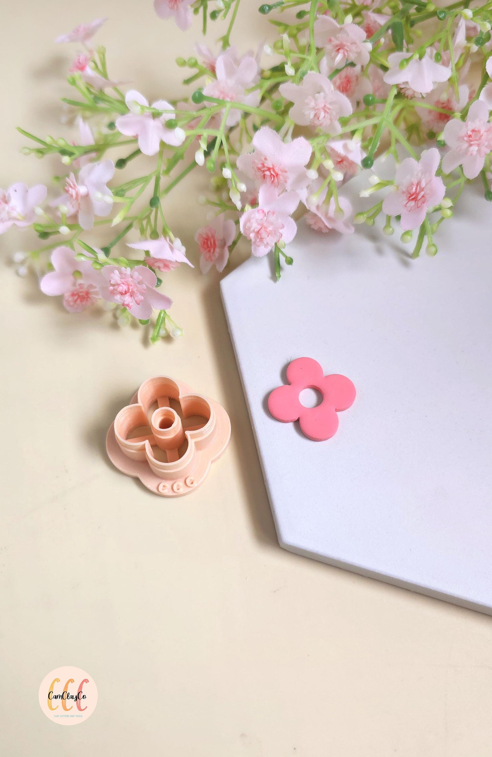 Emporte-pièces en forme de fleurs donuts 4 pétales 25mm pour la fabrication de bijoux en argile polymère, pampilles créoles interchangeables
