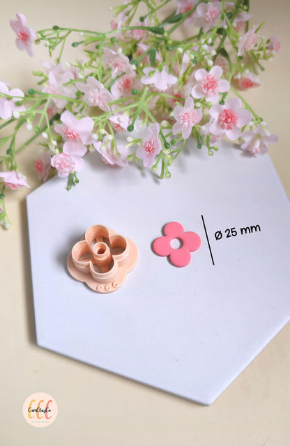Emporte-pièces en forme de fleurs donuts 4 pétales 25mm pour la fabrication de bijoux en argile polymère, pampilles créoles interchangeables