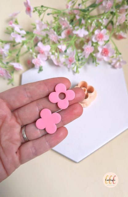 Emporte-pièces en forme de fleurs donuts 4 pétales 25mm pour la fabrication de bijoux en argile polymère, pampilles créoles interchangeables