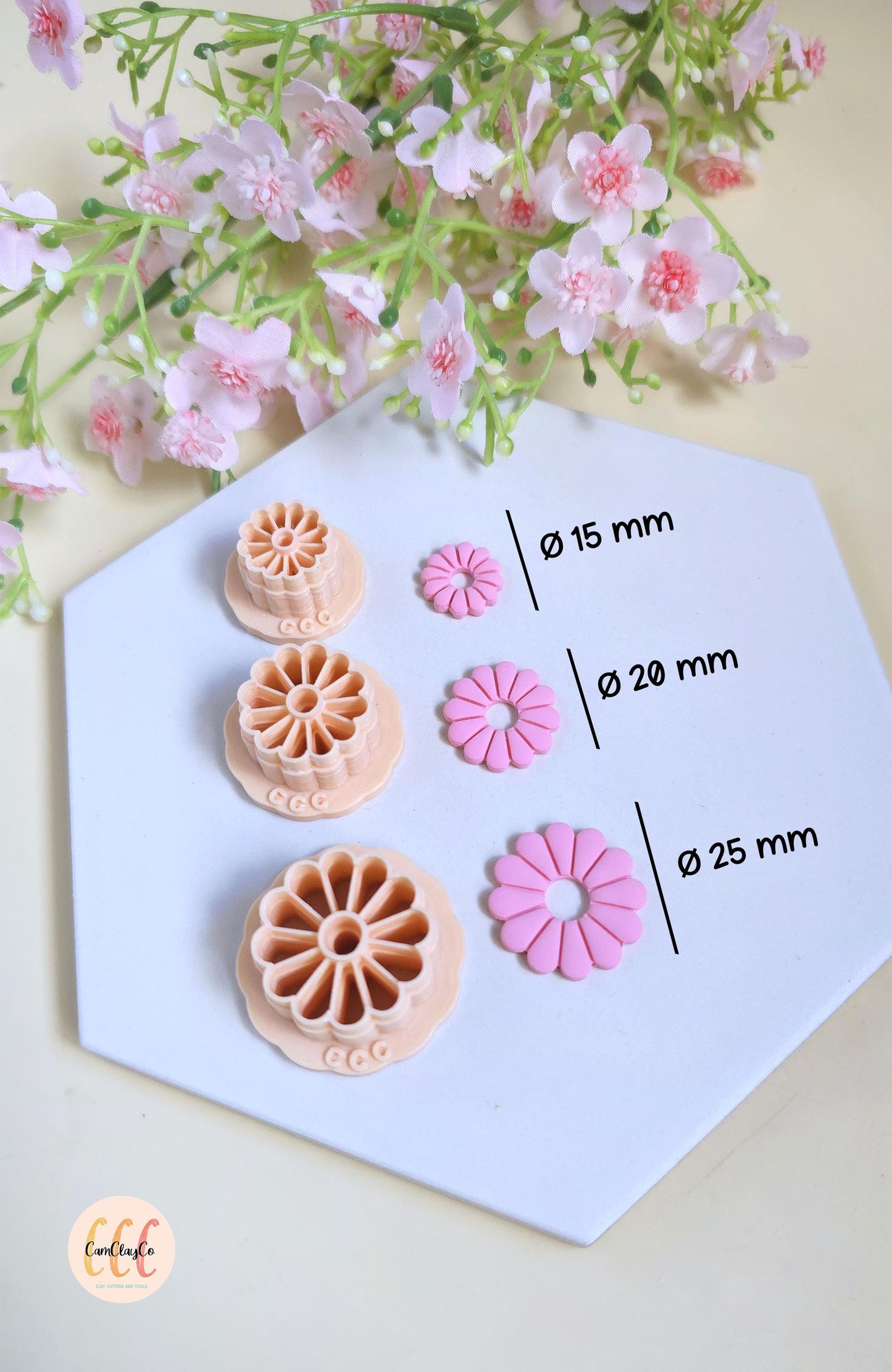 Emporte-pièces 3D pâquerettes 12 pétales pour la fabrication de bijoux en argile polymère, créoles interchangeables