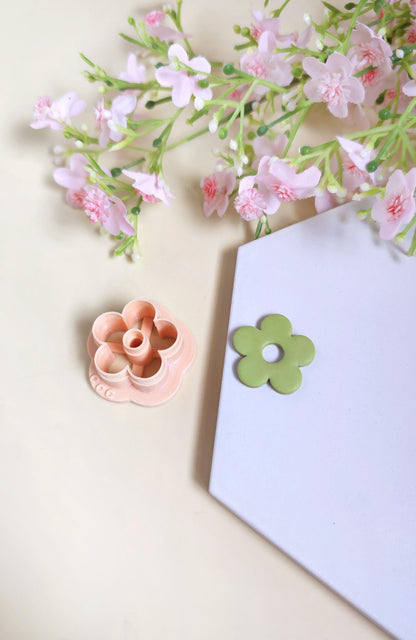Emporte-pièces en forme de fleurs donuts 5 pétales 25mm pour la fabrication de bijoux en argile polymère, pampilles créoles interchangeables