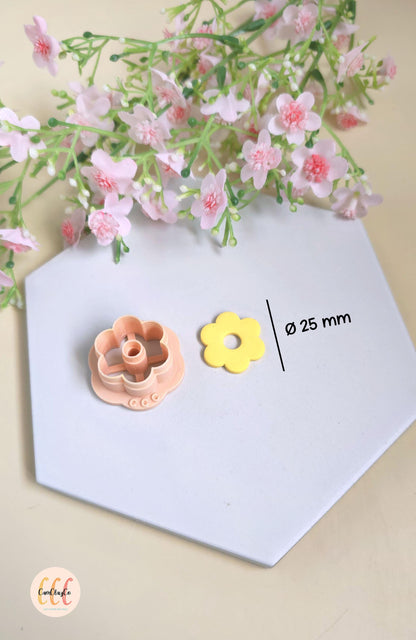 Emporte-pièces en forme de fleurs donuts 6 pétales 25mm pour la fabrication de bijoux en argile polymère, pampilles créoles interchangeables