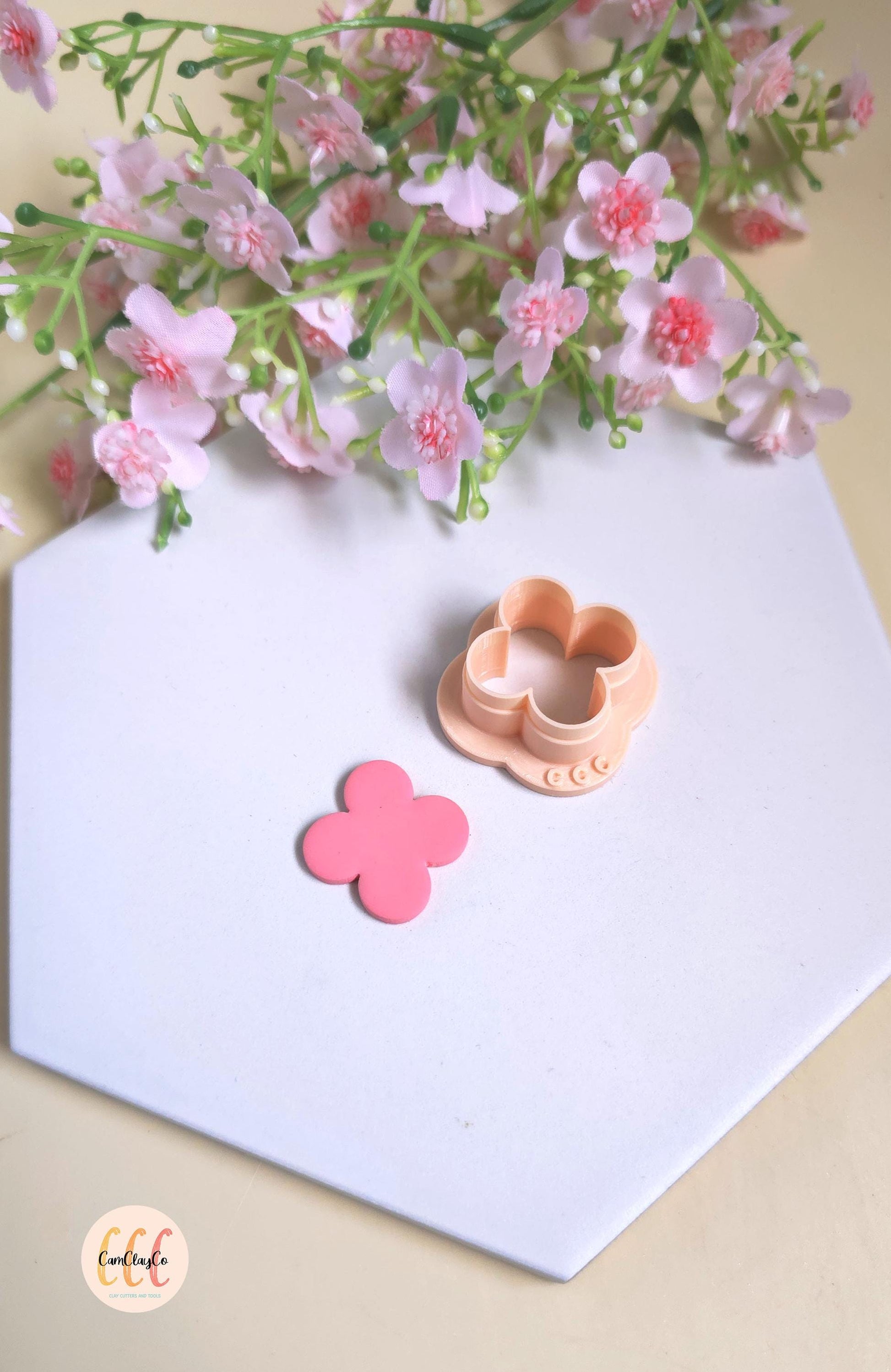 Emporte-pièces en forme de fleurs donuts 4 pétales 25mm pour la fabrication de bijoux en argile polymère, pampilles créoles interchangeables