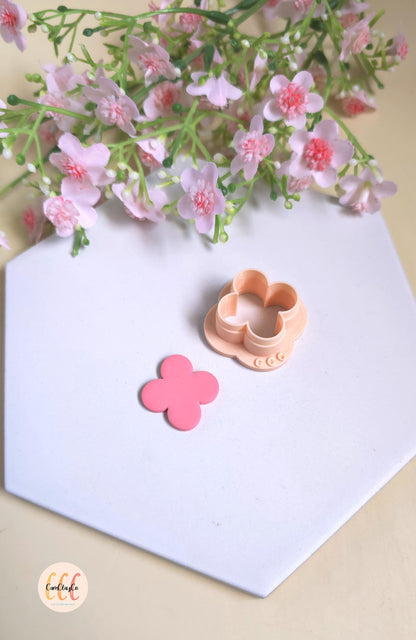 Emporte-pièces en forme de fleurs donuts 4 pétales 25mm pour la fabrication de bijoux en argile polymère, pampilles créoles interchangeables