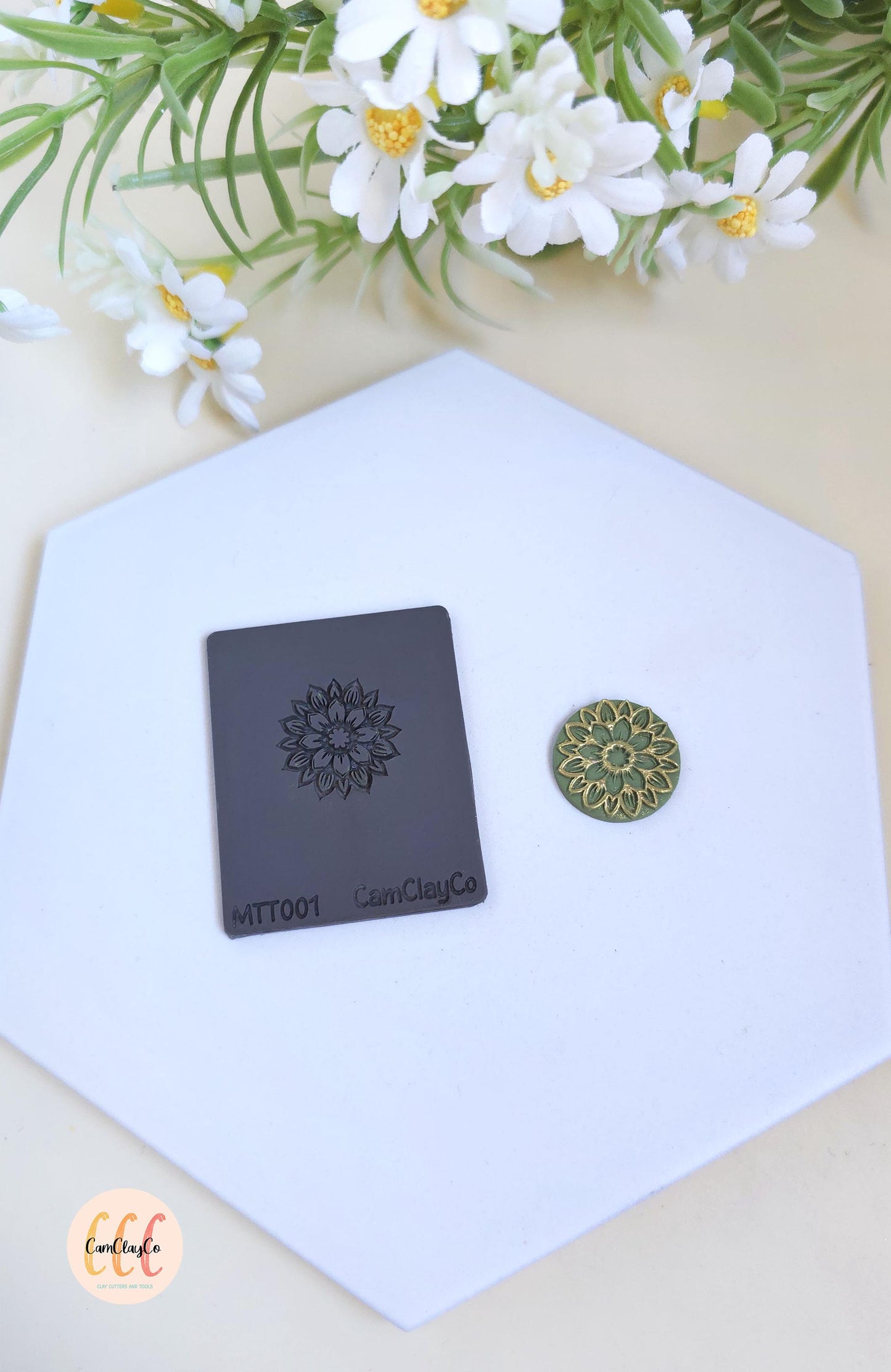 Mini tapis de texture, fleur tournesol, création de bijoux en argile polymère - MTT01