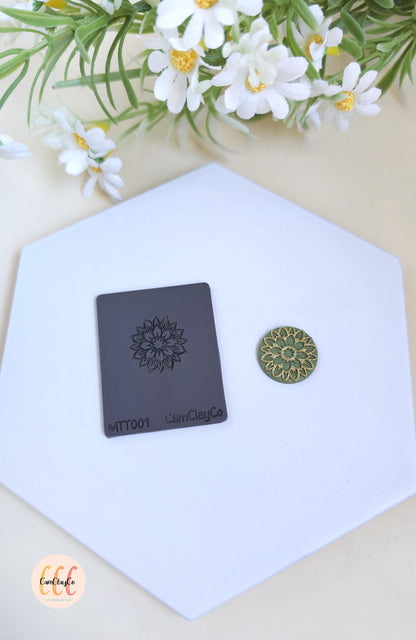 Mini tapis de texture, fleur tournesol, création de bijoux en argile polymère - MTT01