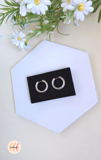 Boucles d'oreilles créoles épaisses diamètre 22 mm épaisseur 4 mm acier inoxydable pour la fabrication de bijoux, doré et argenté - 2 pièces
