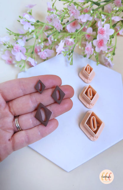 Emporte-pièces 3D en forme de losanges donut ovale pour la fabrication de bijoux en argile polymère, créoles interchangeables, pampilles