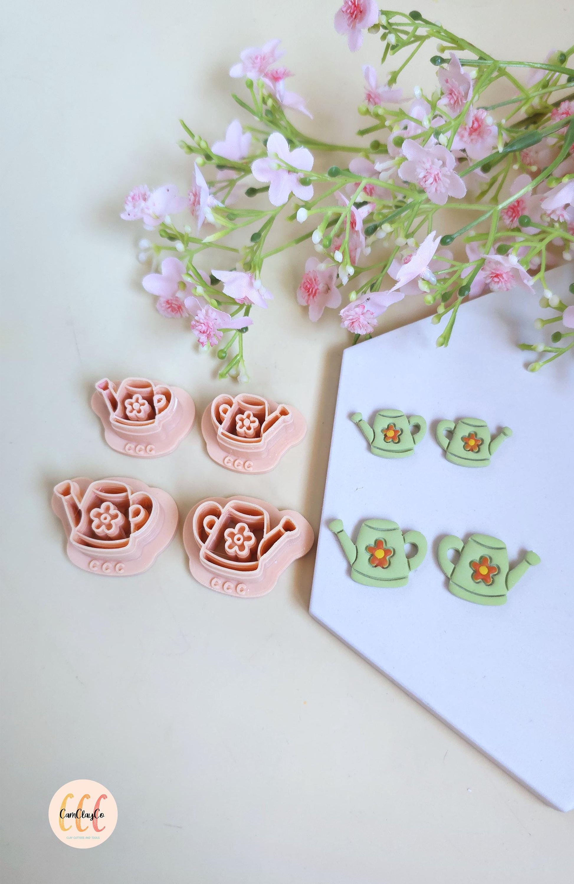 Emporte-pièces 3D en forme d'arrosoirs avec fleurs pour la fabrication de bijoux en argile polymère, créoles interchangeables, pampilles