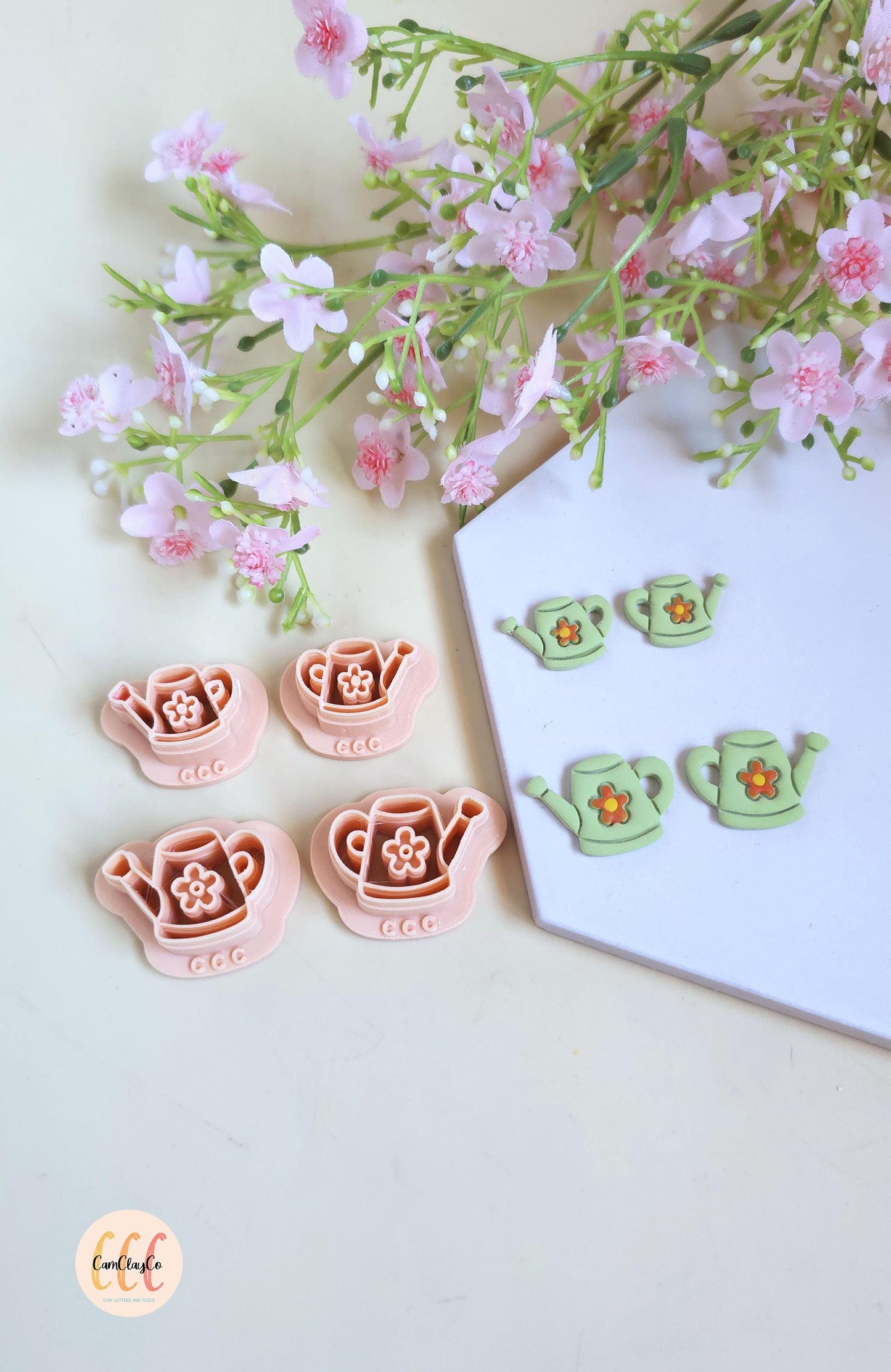 Emporte-pièces 3D en forme d'arrosoirs avec fleurs pour la fabrication de bijoux en argile polymère, créoles interchangeables, pampilles