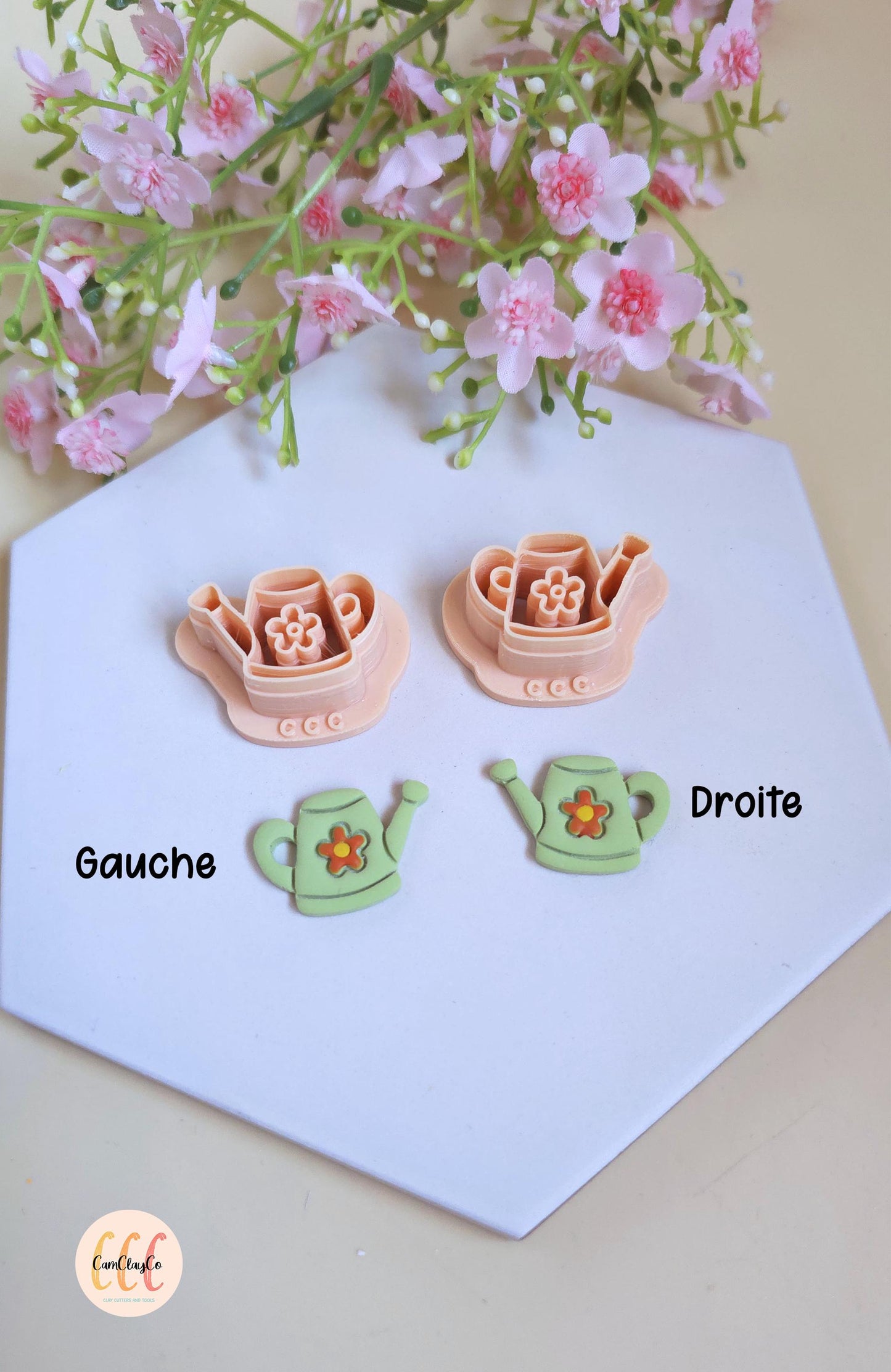 Emporte-pièces 3D en forme d'arrosoirs avec fleurs pour la fabrication de bijoux en argile polymère, créoles interchangeables, pampilles