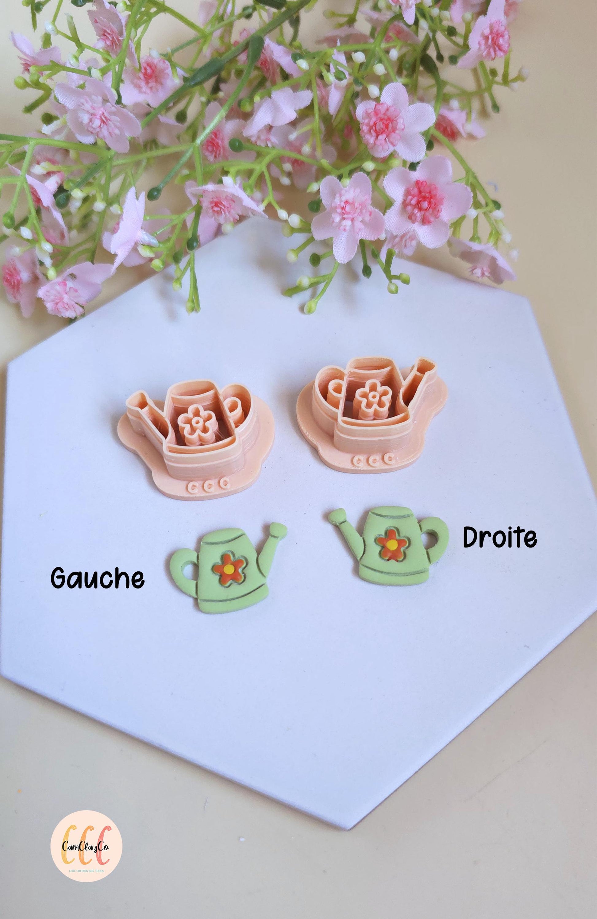 Emporte-pièces 3D en forme d'arrosoirs avec fleurs pour la fabrication de bijoux en argile polymère, créoles interchangeables, pampilles