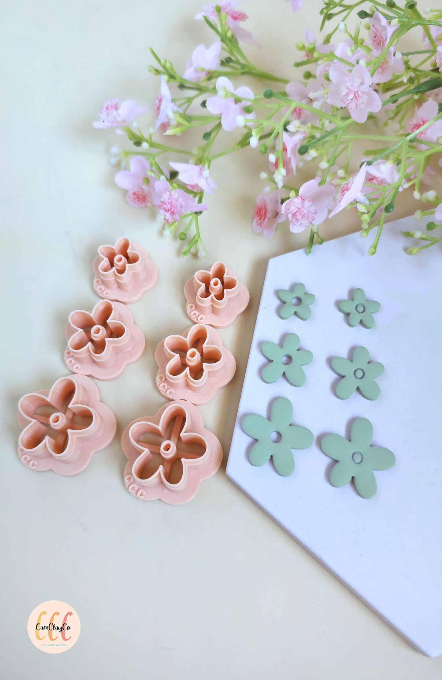 Emporte-pièces 3D fleurs organiques 5 pétales ronds pour la fabrication de bijoux en argile polymère, créoles interchangeables, pampilles
