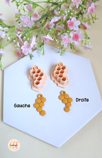 Emporte-pièces 3D en forme de nids d'abeille pour la fabrication de bijoux en argile polymère, créoles interchangeables, pampilles