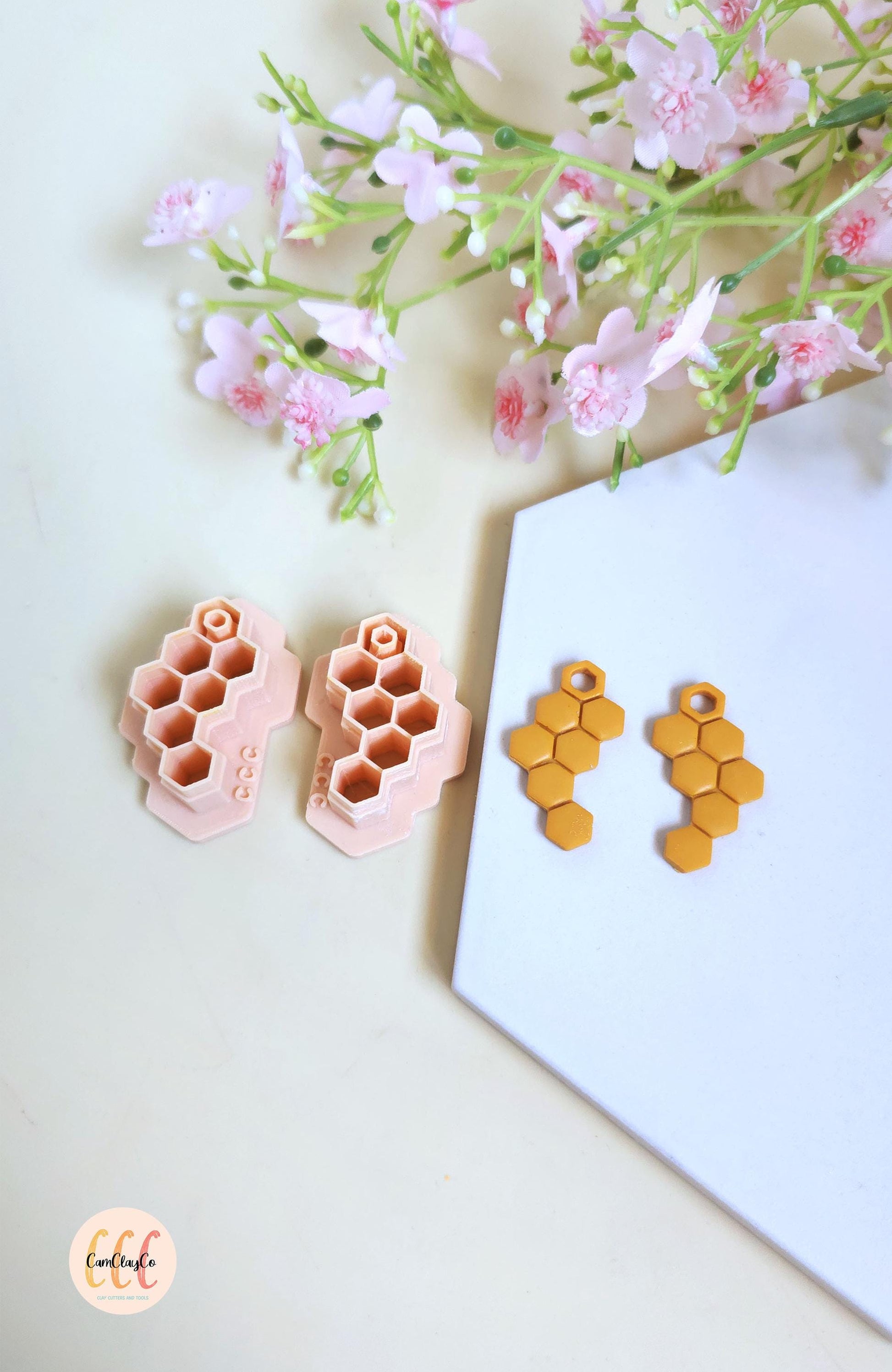 Emporte-pièces 3D en forme de nids d'abeille pour la fabrication de bijoux en argile polymère, créoles interchangeables, pampilles