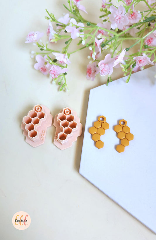Emporte-pièces 3D en forme de nids d'abeille pour la fabrication de bijoux en argile polymère, créoles interchangeables, pampilles