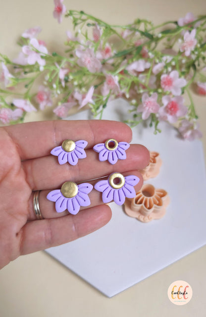 Emporte-pièces 3D en forme de demies-fleurs pour la fabrication de bijoux en argile polymère, créoles interchangeables, pampilles