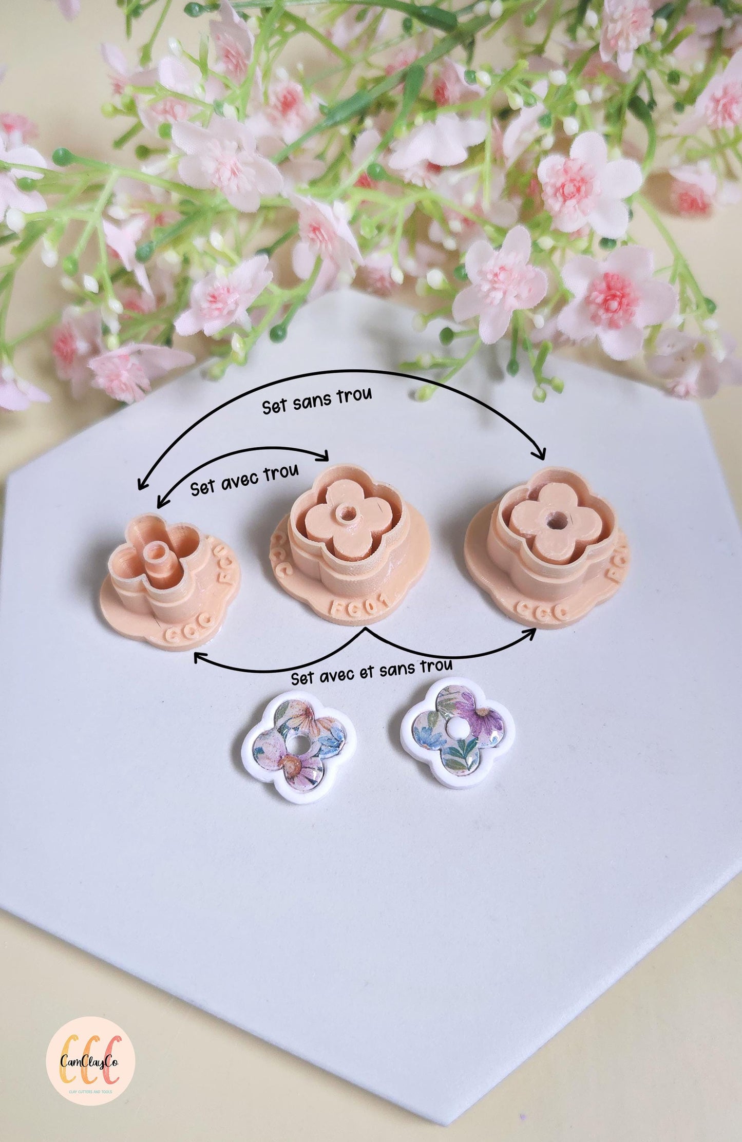 Emporte-pièces 3D fleurs donuts bases et intérieurs pour la fabrication de bijoux en argile polymère, créoles interchangeables, pampilles