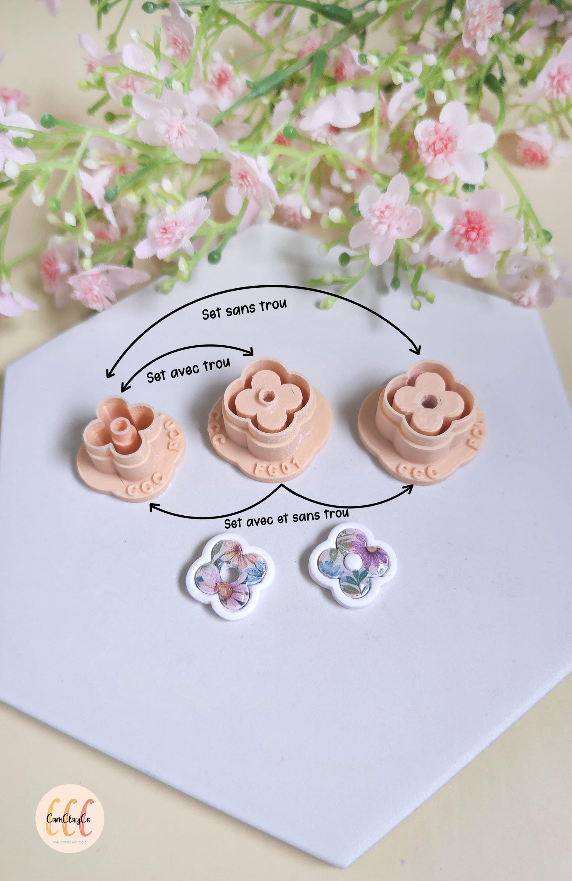 Emporte-pièces 3D fleurs donuts bases et intérieurs pour la fabrication de bijoux en argile polymère, créoles interchangeables, pampilles