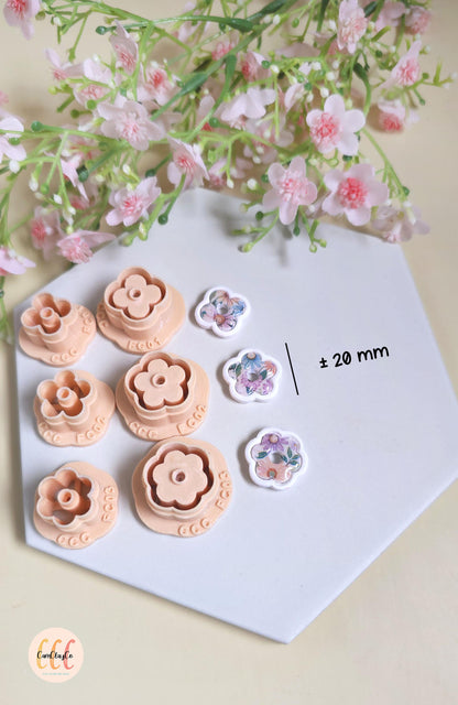 Emporte-pièces 3D fleurs donuts bases et intérieurs pour la fabrication de bijoux en argile polymère, créoles interchangeables, pampilles