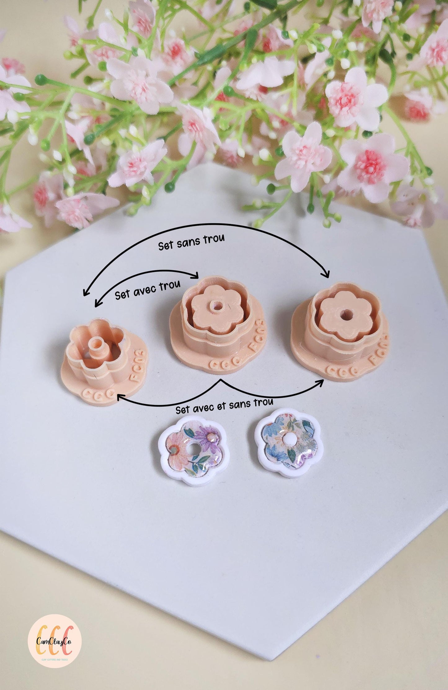 Emporte-pièces 3D fleurs donuts bases et intérieurs pour la fabrication de bijoux en argile polymère, créoles interchangeables, pampilles