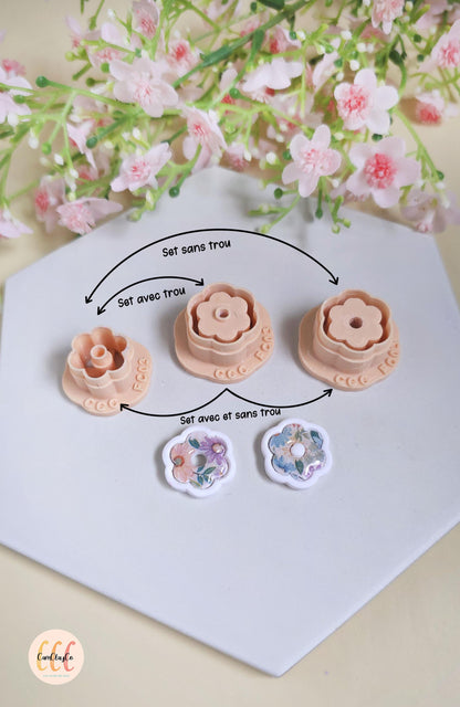 Emporte-pièces 3D fleurs donuts bases et intérieurs pour la fabrication de bijoux en argile polymère, créoles interchangeables, pampilles