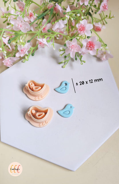 Emporte-pièces 3D en forme de petits oiseaux pour la fabrication de bijoux en argile polymère, créoles interchangeables, pampilles
