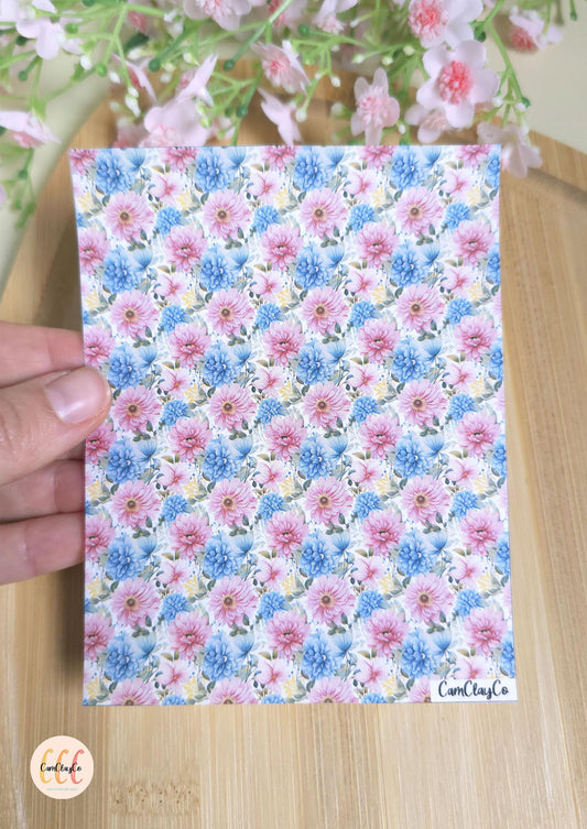 Feuille de transfert soluble à l'eau - Pastel flowers 03
