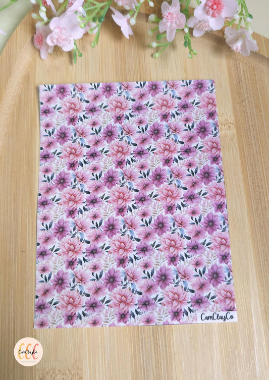 Feuille de transfert soluble à l'eau - Pastel flowers 06