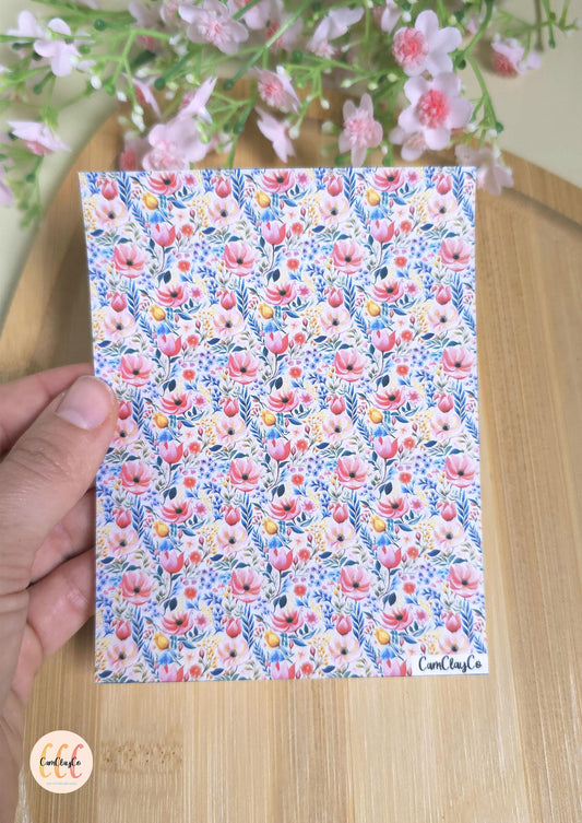 Feuille de transfert soluble à l'eau - Pastel flowers 07