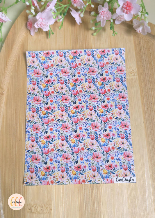 Feuille de transfert soluble à l'eau - Pastel flowers 07