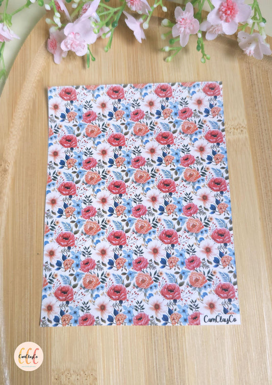 Feuille de transfert soluble à l'eau - Pastel flowers 010