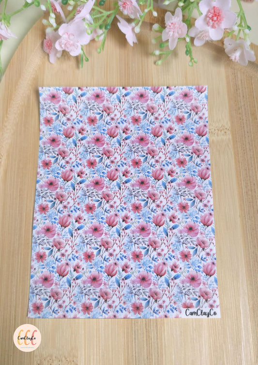 Feuille de transfert soluble à l'eau - Pastel flowers 015