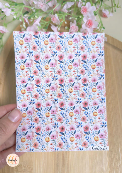 Feuille de transfert soluble à l'eau - Pastel flowers 016