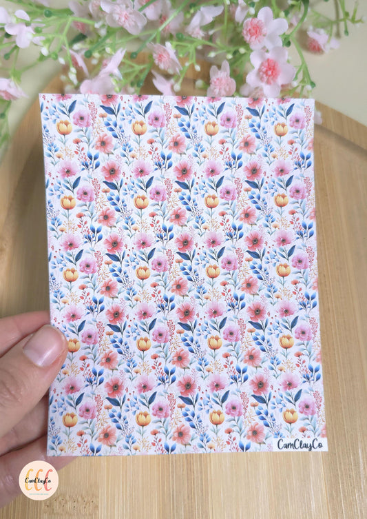 Feuille de transfert soluble à l'eau - Pastel flowers 016